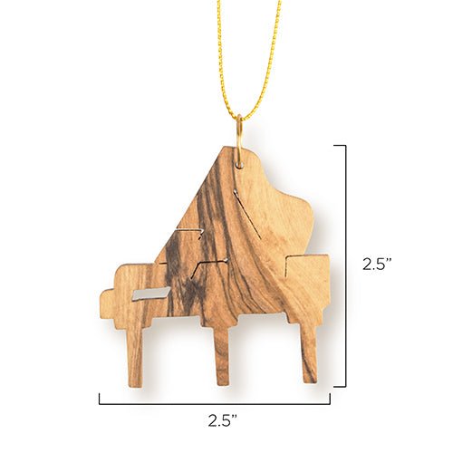 Grand Piano Christmas Ornament, Holy Land Olive Wood