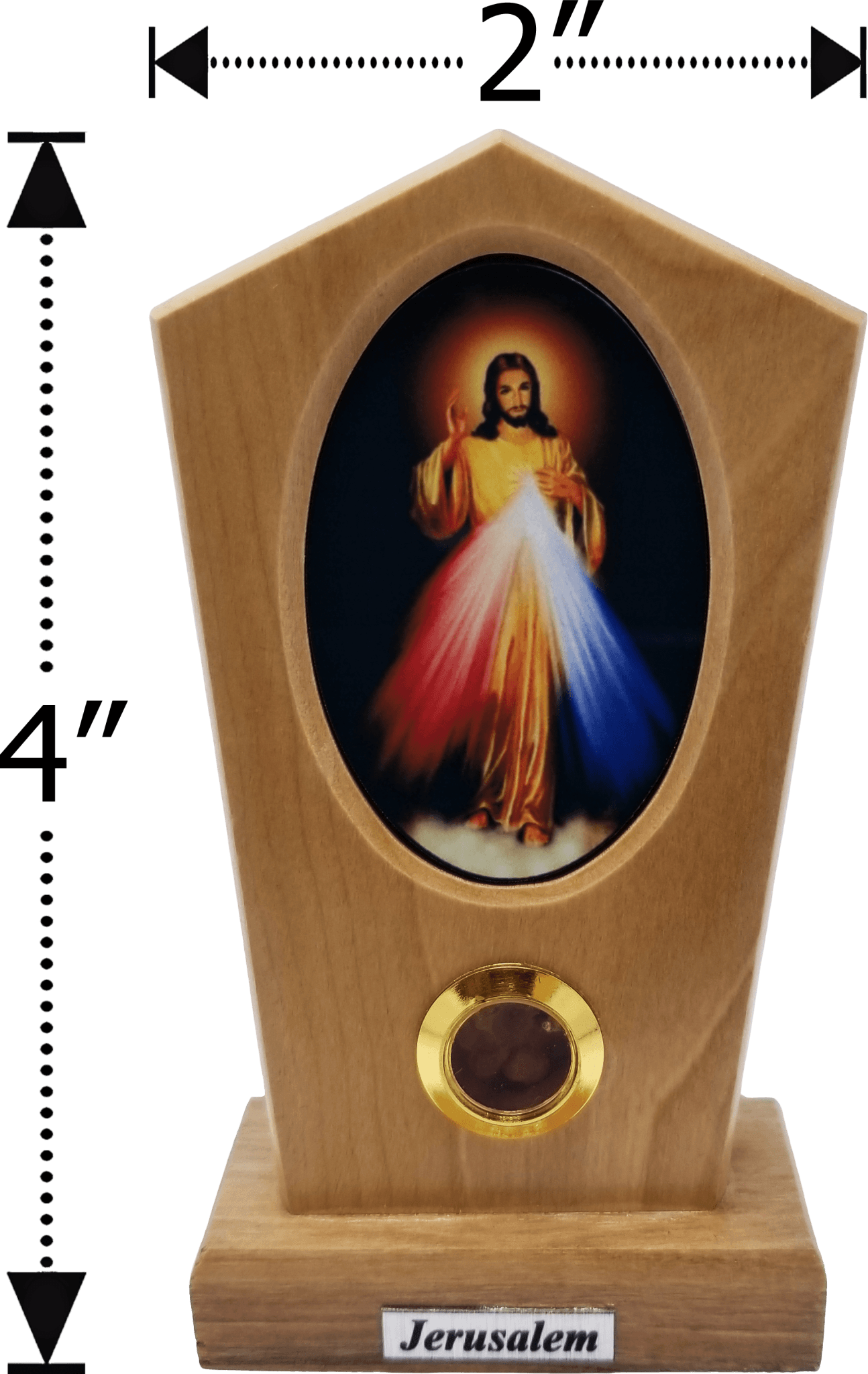 Jesus Divine Mercy Icon Olive Wood Stand dimensions