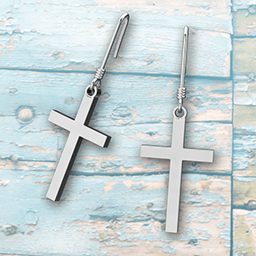 Logos Jewelry - Simple Cross, Sterling Silver Earrings - Logos Trading Post, Christian Gift