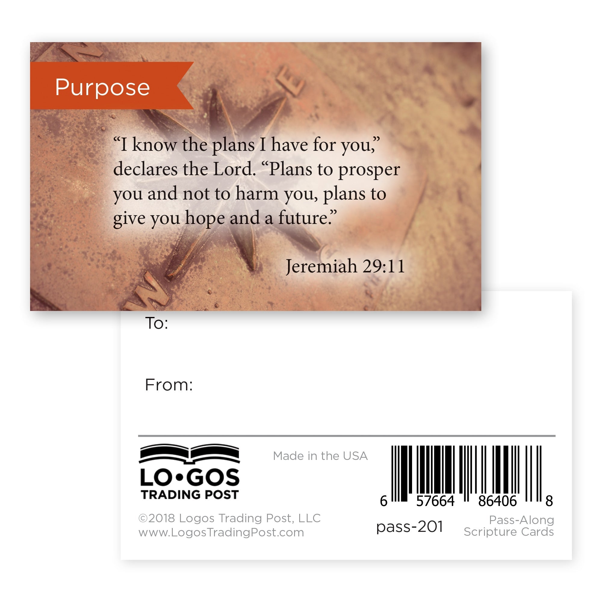Purpose, Jeremiah 29:11, Pass Along Scripture Cards, Pack 25