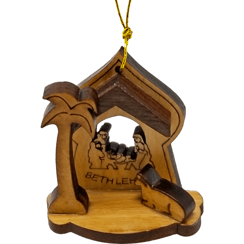 Holy Land 4 Ornament Olive Wood Nativity Set in Box  #3