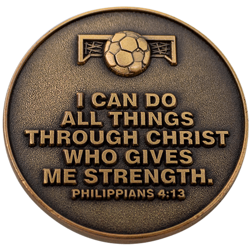 Soccer Team Antique Gold Plated Sports Coin - Philippians 4:13
