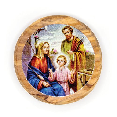 The Holy Family (Outside) Olive Wood Icon Magnet