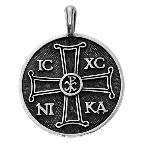 IC XC NIKA Chi Rho Large Round Pectoral Pendant, Sterling Silver (No Chain)