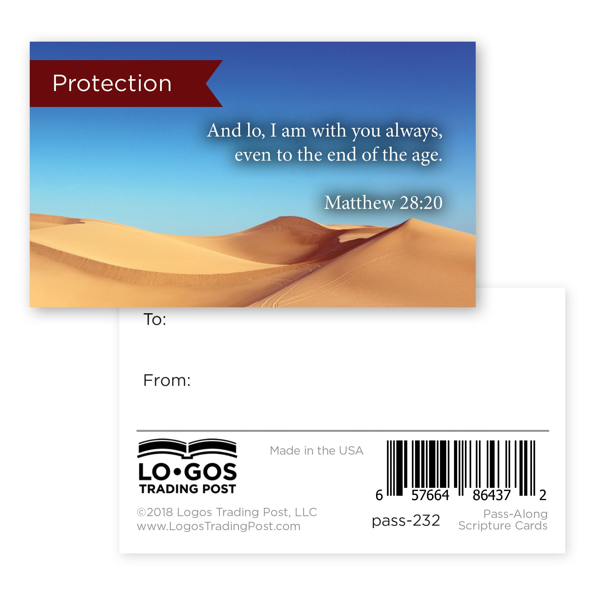 Pass Along Scripture Cards, Protection, Matt 28:20, Pack 25