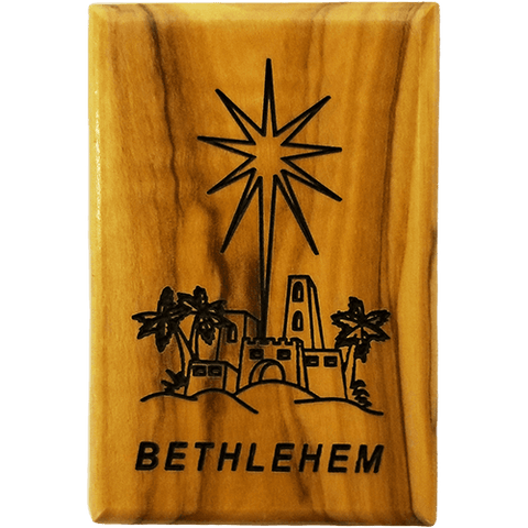 Bethlehem Star Olive Wood Magnet front