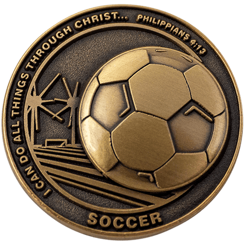 Soccer Team Antique Gold Plated Sports Coin - Philippians 4:13