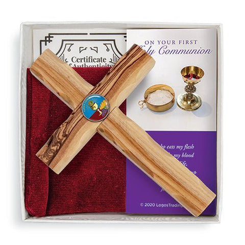 First Communion Confirmation Olive Wood Sacrament Cross