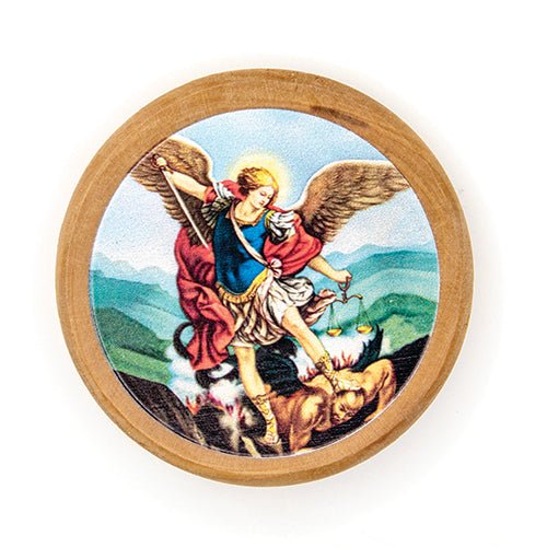 Archangel Saint Michael Olive Wood Icon Magnet