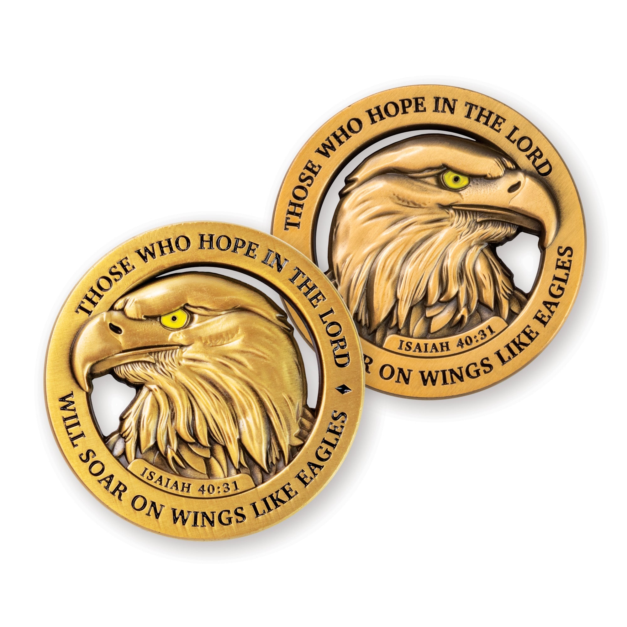 American Bald Eagle Challenge Coin, Antique Gold Plated