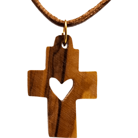 Vintage Wood Cross Necklace Plain Wooden Pendant Brown/Black Rope Bethlehem Jerusalem Holy Land Christian for Men Women, Men's, Size: Small