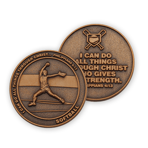 Softball Coin, Christian Sports Coin for Girls & Young Athletes