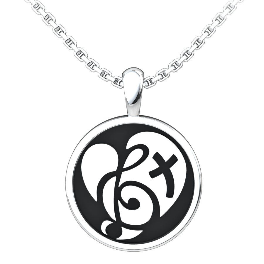 Love and Music Sterling Silver Pendant with 18 inch chain 