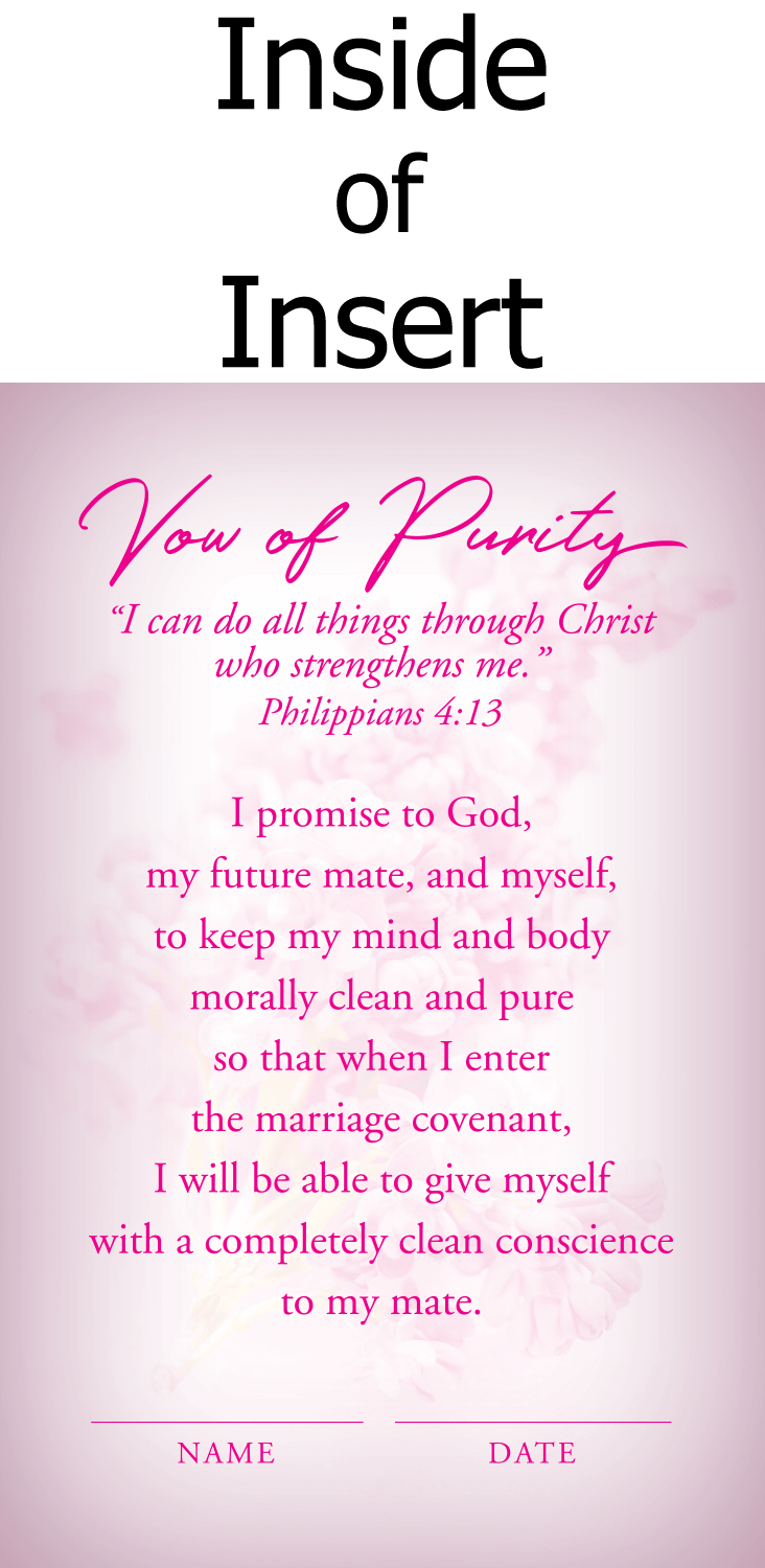 vow of purity card that comes with Ladies Purity Coin Gold Plated Christian Challenge Coin
