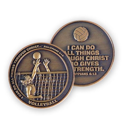 Girl's Volleyball Coin, Christian Sports Coin for Girls & Young Athletes