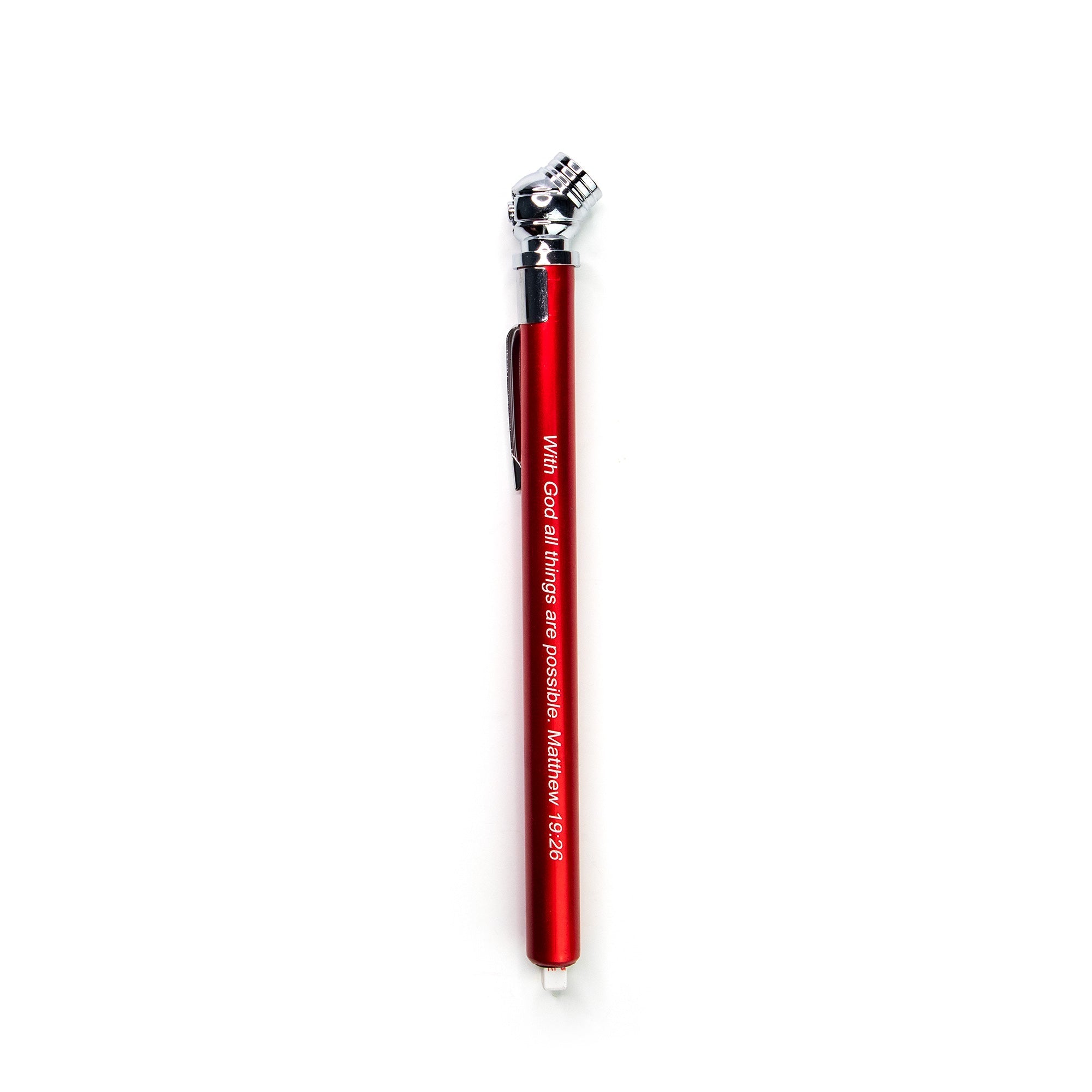 With God All Things are Possible Tire Pressure Gauge with Bookmark - Red