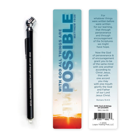 With God All Things are Possible Tire Pressure Gauge with Bookmark – Black